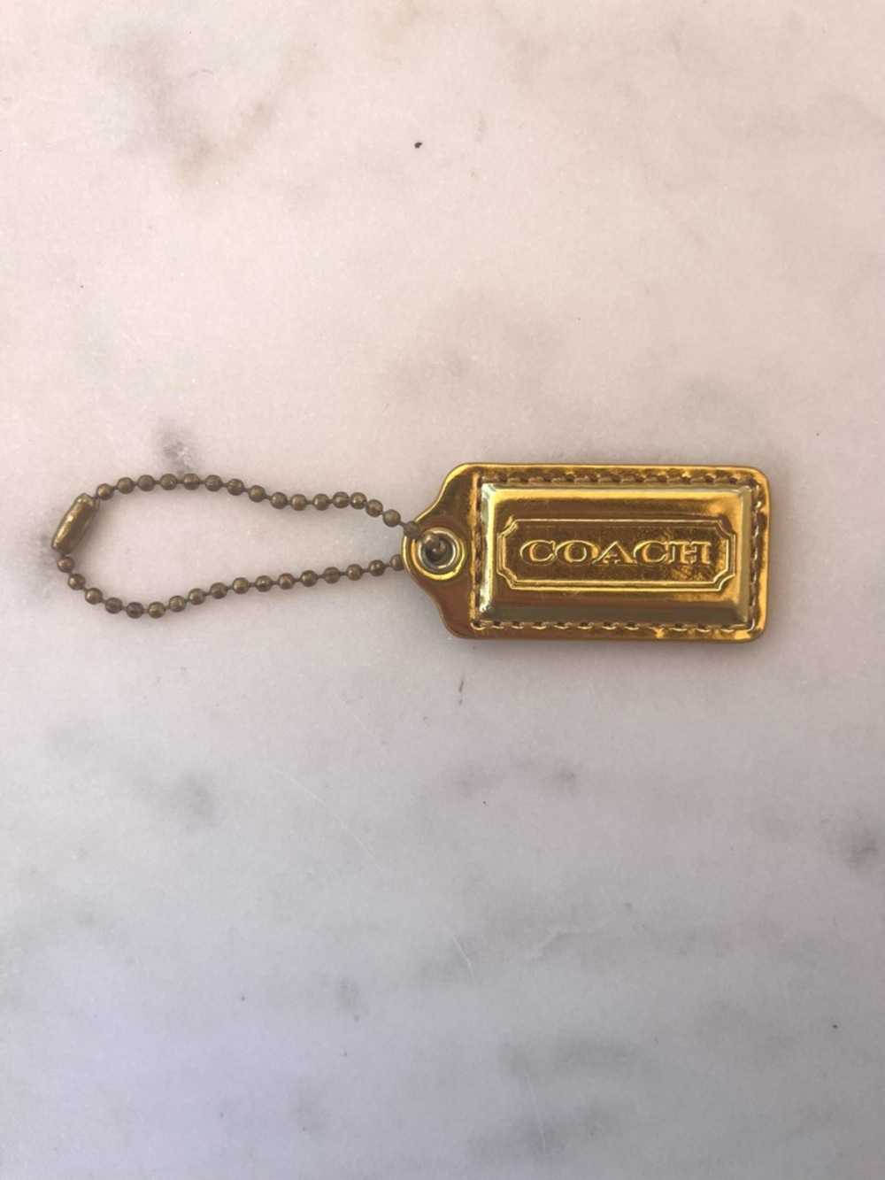COACH Vintage Leather Hang Tag. Mirrored Gold - Picture 4 of 4